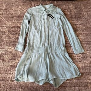 NWT Monrow Long Sleeve Shorts Romper Blue